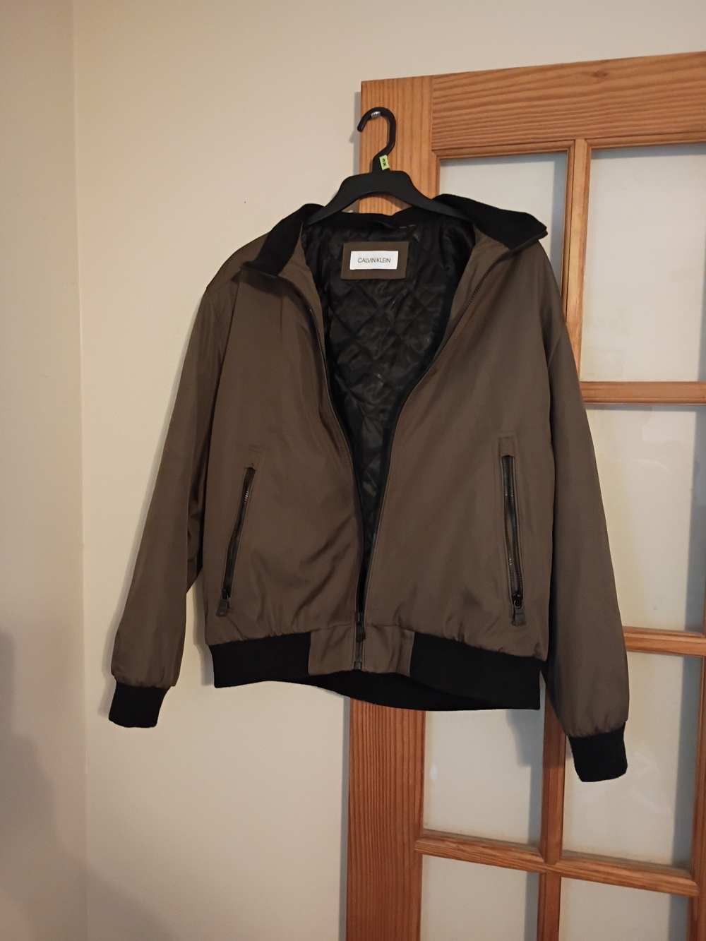 Calvin Klein Olive Bomber Jacket with Black Quilted Lining